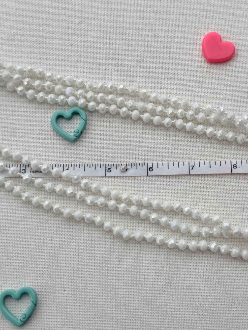 Handmade Faceted Opaque White Iridescent Bead Necklace